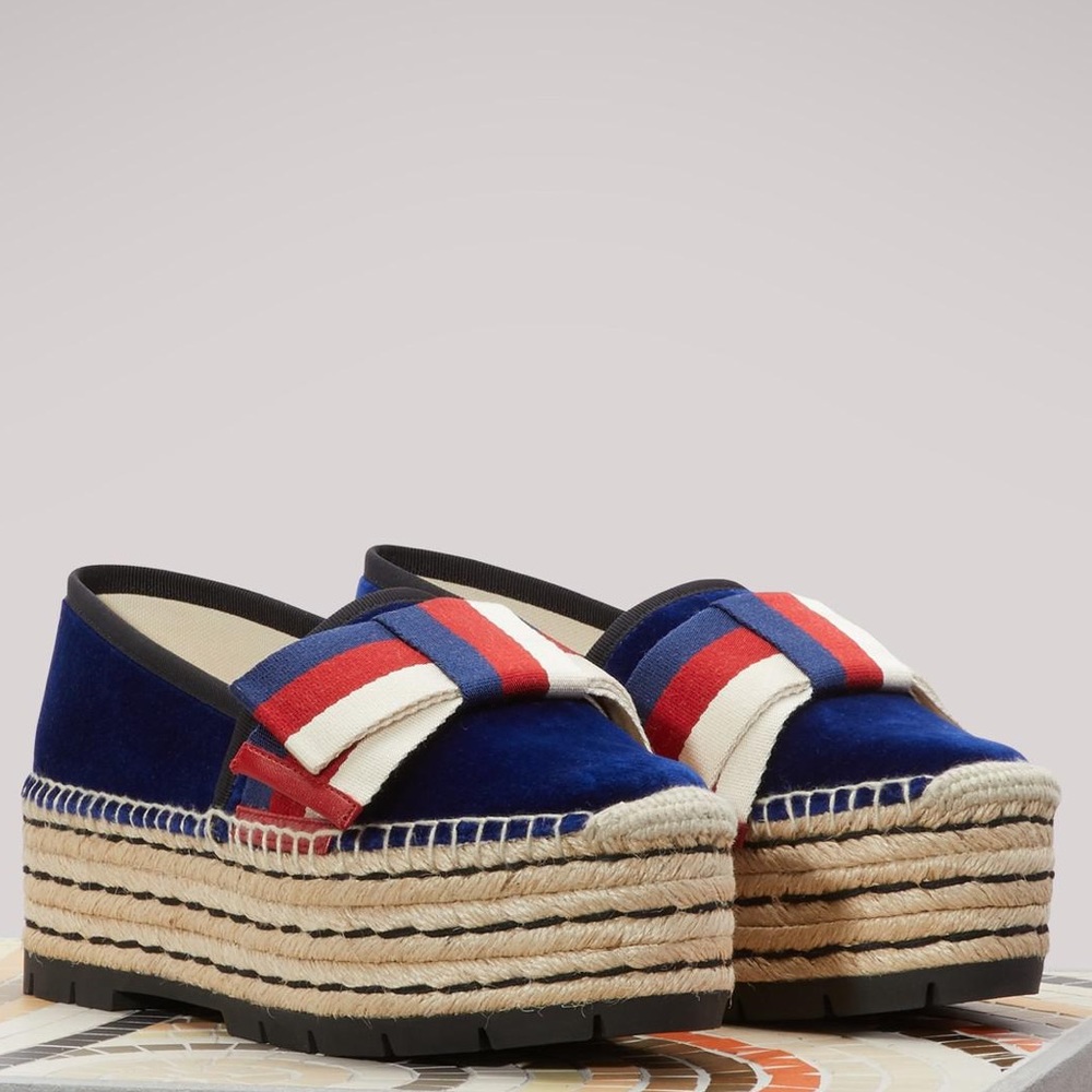 Navy velvet espadrilles